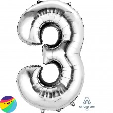 Folija balon - Številka 3 Srebrne barve